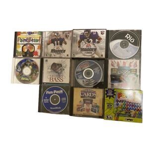 Lot of 11 PC CD-ROM Games Computer Madden 2002 2005 Bass Hunter Paintball Paint